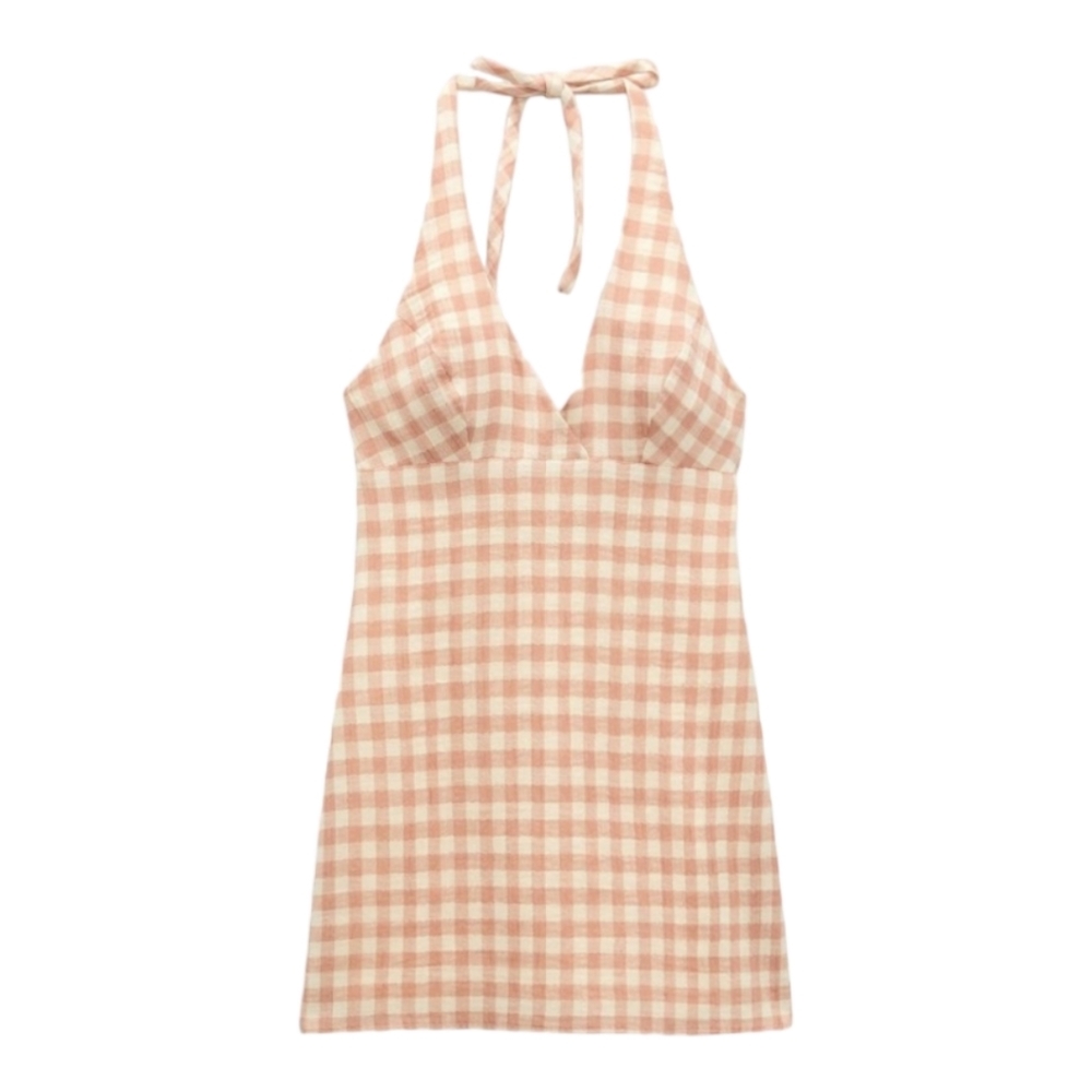 Zara Gingham Check Halter mini dress (NWT)